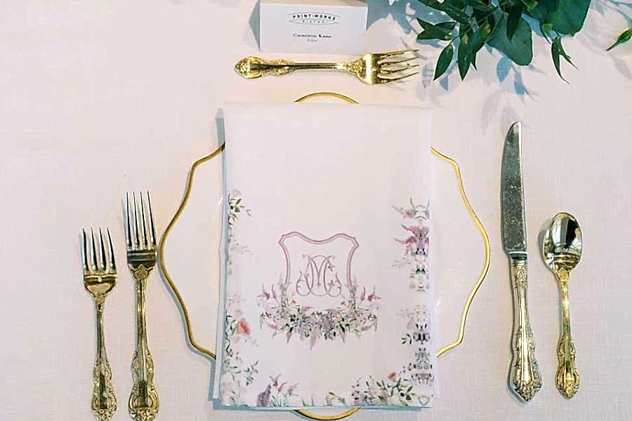 The Bridal Party had monogrammed, embroidered napkins with their place setting.