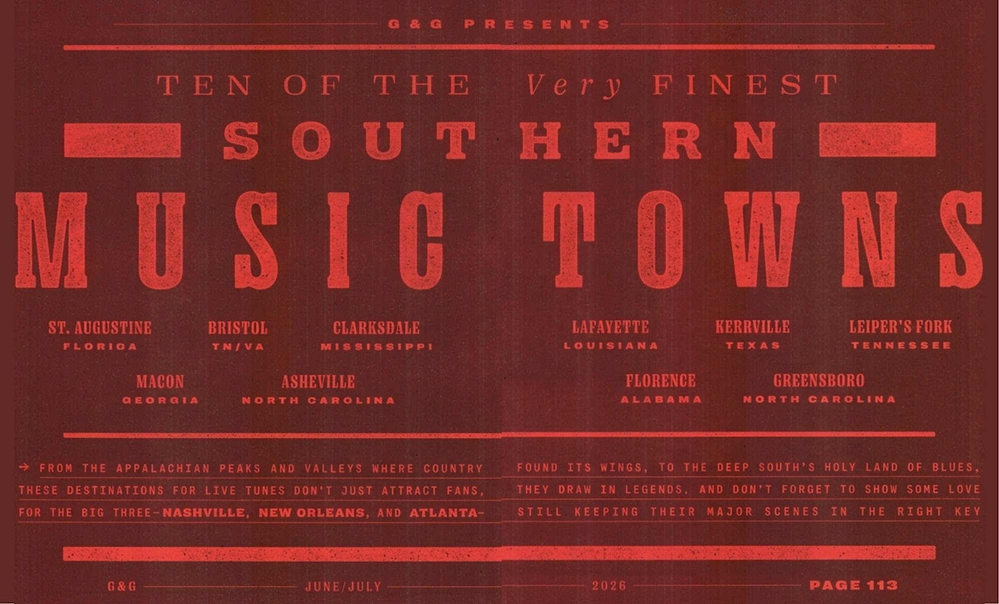 Ten of the Very Finest Southern Music Towns, Greensboro, North Carolina, Garden&Gun, The Travel Issue June 2026